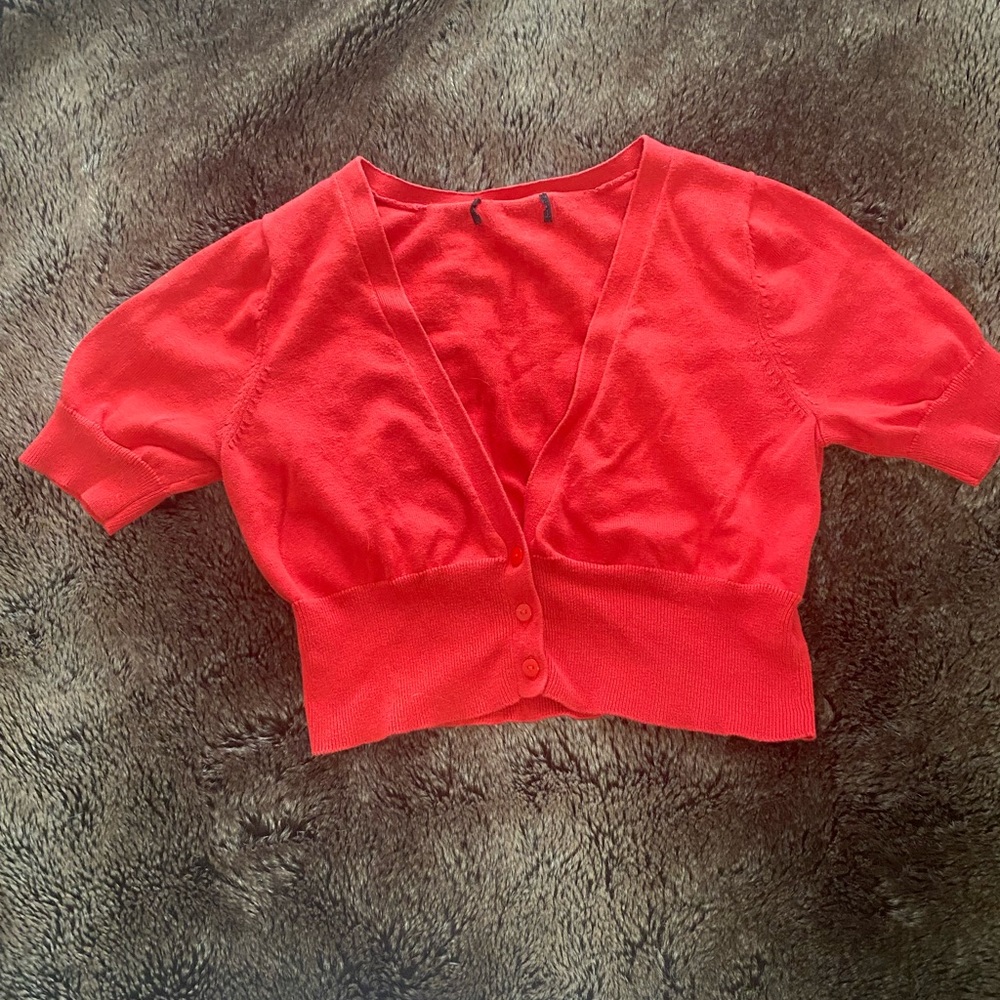 Cute little red retro cardigan sweater